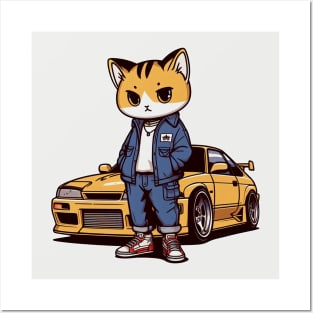 JDM Car - Neko Driver - Cat Racer Posters and Art